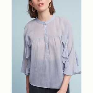 Anthropologie Maeve ruffled Henley